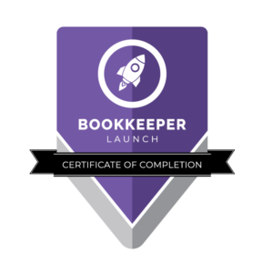 Bookkeeper Launch completion badge for virtual bookkeeping services nationwide