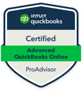 Certified Advanced QuickBooks Online ProAdvisor badge for nationwide virtual bookkeeping services contact QuickBooks Online